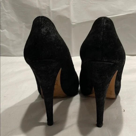 CHANEL Black suede pumps with leather toe size 7.5 - Picture 4 of 6